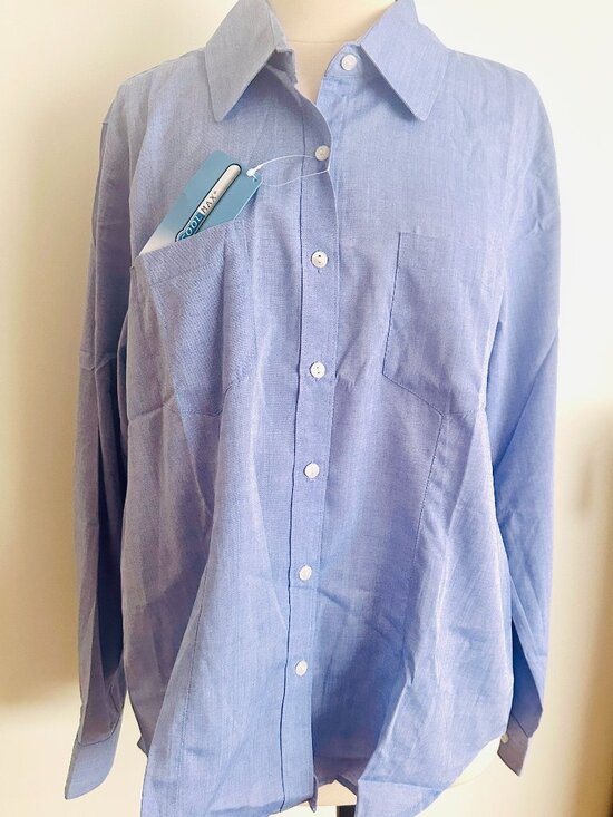 TravelSmith Tops - TravelSmith Long-Sleeve Moisture-Wicking Button-Down NWT Blue Shirt Size 16